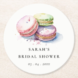 Vattenfärg French Macarons Bageri Bröllopsfest Underlägg Papper Rund