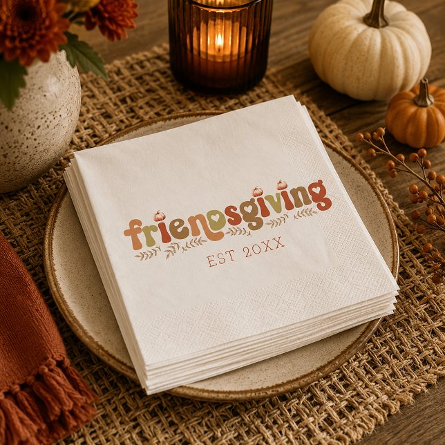 Vattenfärg Friendsgiving Middagsservetter Pappersservett (Cozy friendsgiving paper napkins)