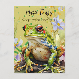 Vattenfärg Frog Funny Anpassningsbar Text & Namn Vykort