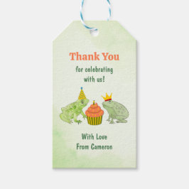Vattenfärg Frog Pond Födelsedagsfest Cute Tack Presentetikett