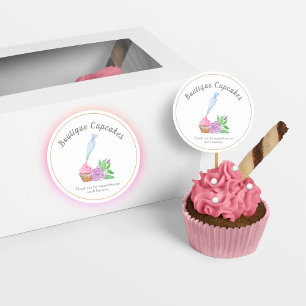Vattenfärg Frosting Cupcake Tack För Stödet Runt Klistermärke