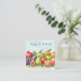 Vattenfärg Frukt Överflöd, Tu Bishvat Bakgrund Fyrkantigt Visitkort