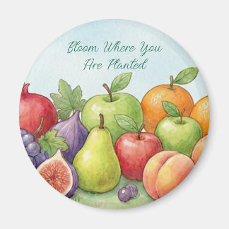 Vattenfärg Frukt Överflöd, Tu Bishvat Bakgrund Magnet