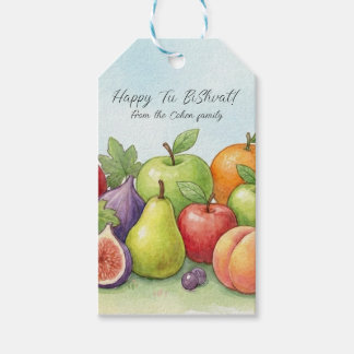 Vattenfärg Frukt Överflöd, Tu Bishvat Bakgrund Presentetikett