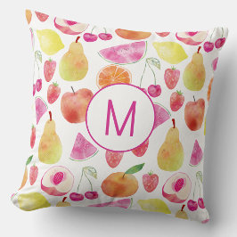 Vattenfärg Fruktmonogram Kudde