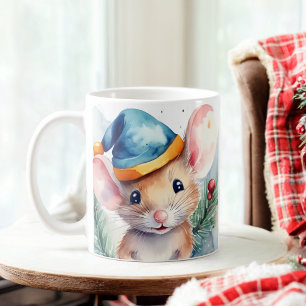 Vattenfärg Funny Festive Mice jul Mugg