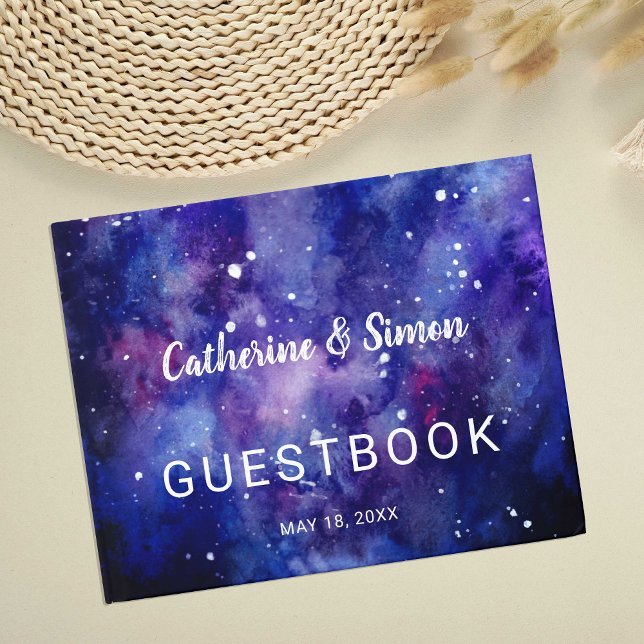 Vattenfärg Galaxy Hand Lettering Starry Natt Gästböcker (Skapare uppladdad)