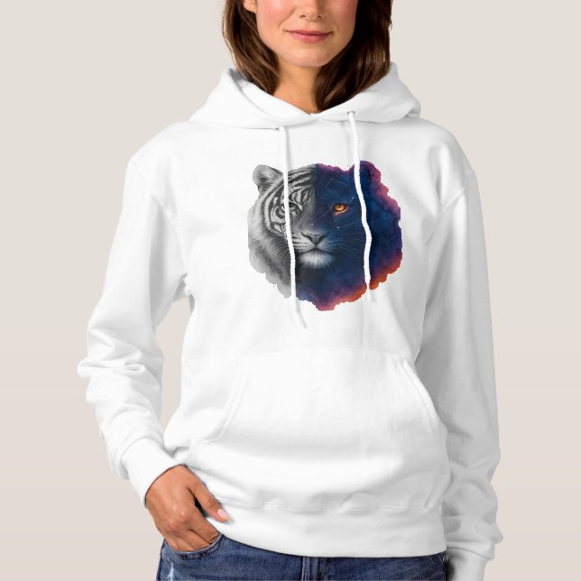 Vattenfärg Galaxy Tiger Illustration T Shirt (Framsida)