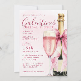 Vattenfärg Galentines Bröllopsfest Champagne Inbjudningar