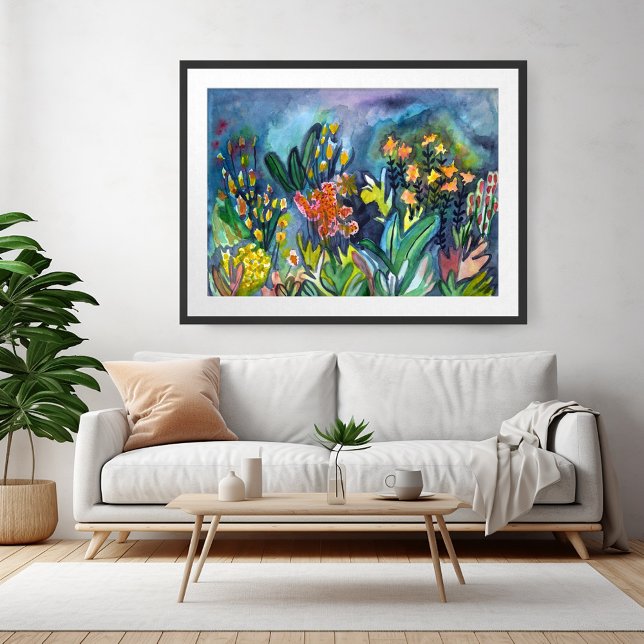 Vattenfärg Garden Flowers Art Poster (Watercolor Garden Flowers Art Poster)
