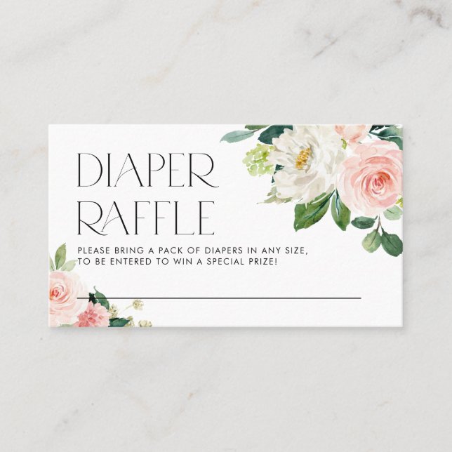 Vattenfärg Garden Flowers Diaper Raffle Visitkort (Framsida)