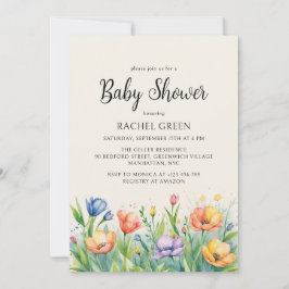 Vattenfärg Garden Gender Neutral Baby Shower Inbjudningar