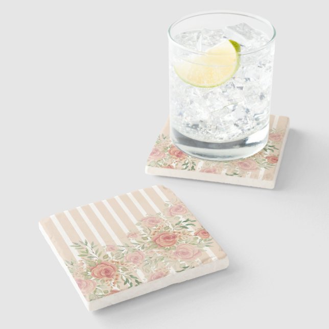  vattenfärg Garden Ro Hand-målad Stenunderlägg (Sidan)