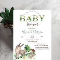 Vattenfärg gårdsdjur Åsna Baby Shower
