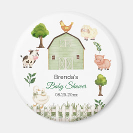 Vattenfärg gårdsdjur lantlig baby shower present magnet