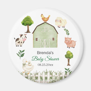 Vattenfärg gårdsdjur lantlig baby shower present magnet