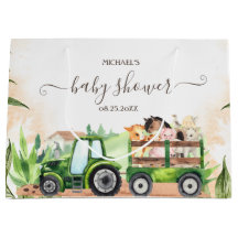 Vattenfärg gårdsdjur traktor baby shower