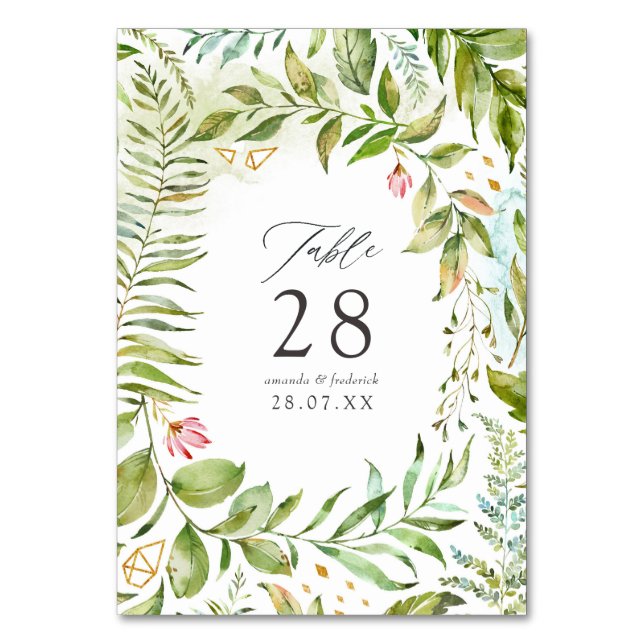 Vattenfärg Geometrisk Kristall Bröllop Bordsnummer (Framsidan)