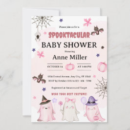 Vattenfärg Ghost Halloween Baby Shower-inbjudan Inbjudningar