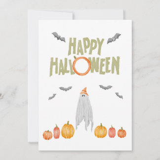 Vattenfärg Ghost Halloween Inbjudningar