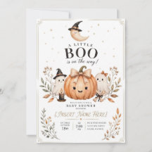 Vattenfärg Ghost och Pumpkin Baby Shower Inbjudan