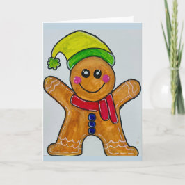 Vattenfärg Gingerbread Man Tom Julkort   Kort