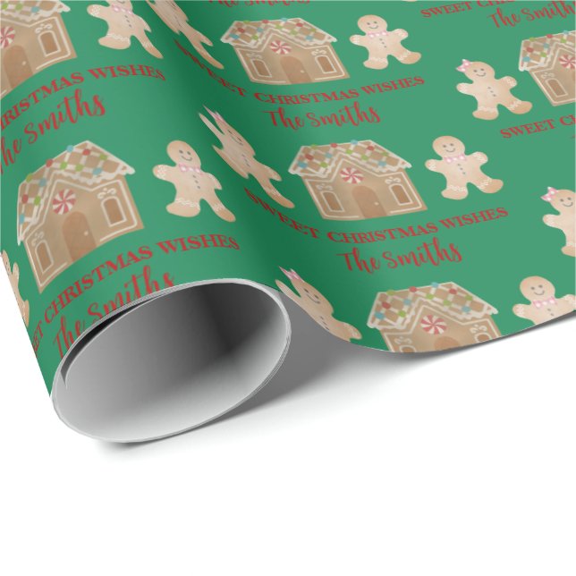 Vattenfärg Gingerbröd Söt jul Önskemål Presentpapper (Rullad Hörn)