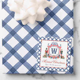 Vattenfärg Gingham Nötknäppare Mus Monogram Krön Anteckningskort