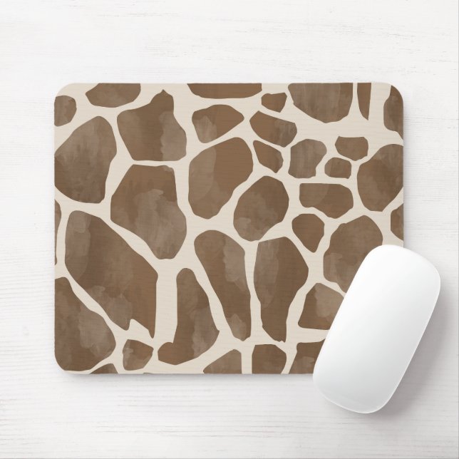 Vattenfärg Giraffe Animal Print Mönster Musmatta (Med mus)