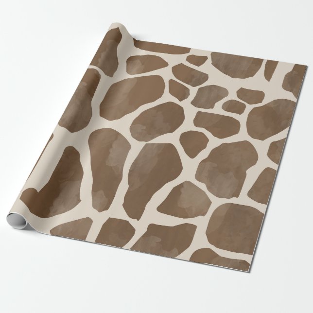 Vattenfärg Giraffe Animal Print Mönster Presentpapper (Utrullad)