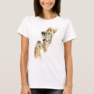 Vattenfärg, Giraffe, Mamma och Baby, babydusch, n T Shirt