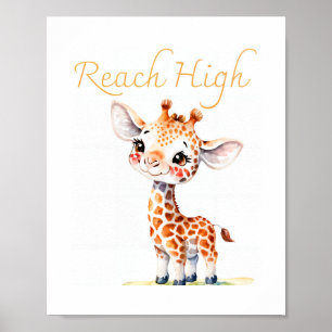 Vattenfärg Giraffe-utskrift med inspirationsoffert Poster