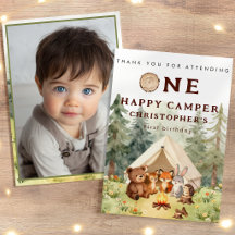Vattenfärg Glad Campare 1-års Födelsedagsfoto