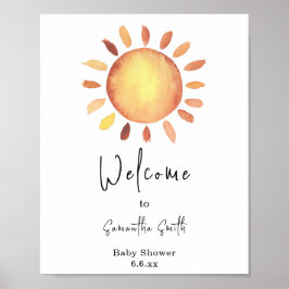 Vattenfärg Glad Gul Solsken Välkommen Poster