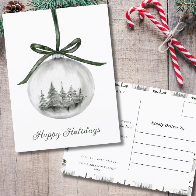 Vattenfärg Glad helg jul - prydnadsföremål Vykort (Skapare uppladdad)