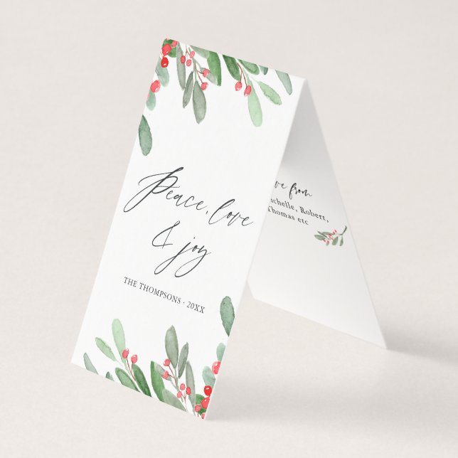 Vattenfärg Glad jul julen foto Kort (Framsida)