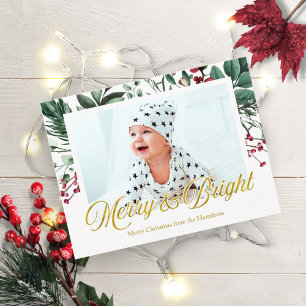 Vattenfärg Glad och ljus julfotografi Vykort