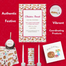 Vattenfärg Glad påsk Tsoureki bröd inbjudan