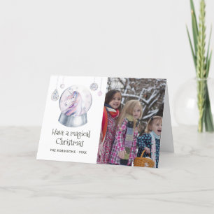 Vattenfärg Glitter Enhörning Vinter Semester Foto Helgkort
