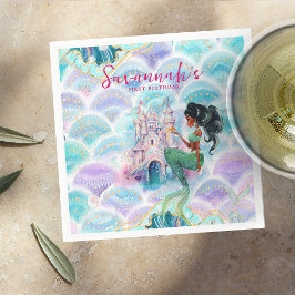 Vattenfärg Glitter Havsfrus Födelsedag Pappersservett