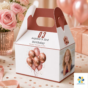 Vattenfärg Glitter Rosa Guld ballong 3-årsdag Presentaskar