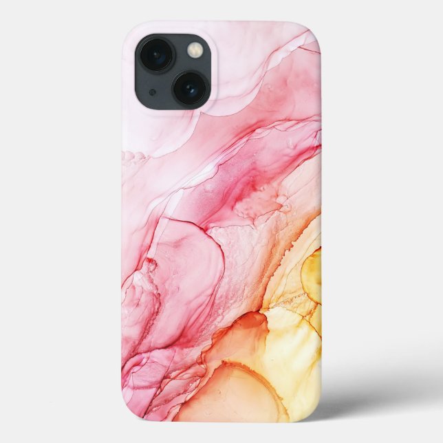 Vattenfärg Glitter Rosa Gult iPhone / iPad-fodral (Baksida)