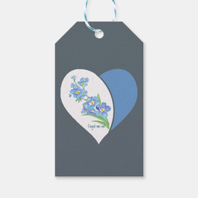 Vattenfärg Glöm mig - ej Flower art Presentetikett (Framsidan)