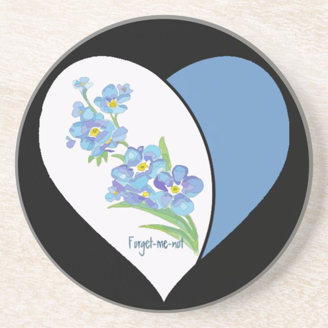 Vattenfärg Glöm mig inte att blomma Underlägg Sandsten (Framsidan)