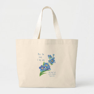Vattenfärg Glöm mig inte blomma och skript Jumbo Tygkasse