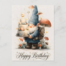 Vattenfärg Gnome Födelsedagsdesign med flerskikts  Vykort