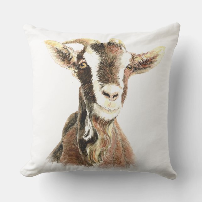 Vattenfärg Goat Farm Animal art Utomhuskudde (Framsida)