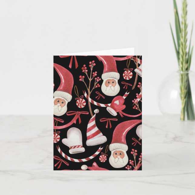 Vattenfärg God Jul Mönster- Konstnärlig Stil Kort (Framsida)