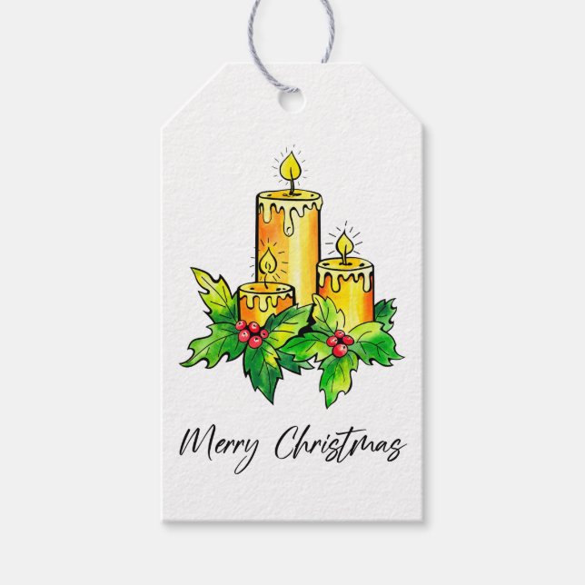 Vattenfärg God jul Presentetikett (Framsidan)