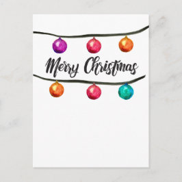 Vattenfärg god jul, prydnadbollar helg vykort
